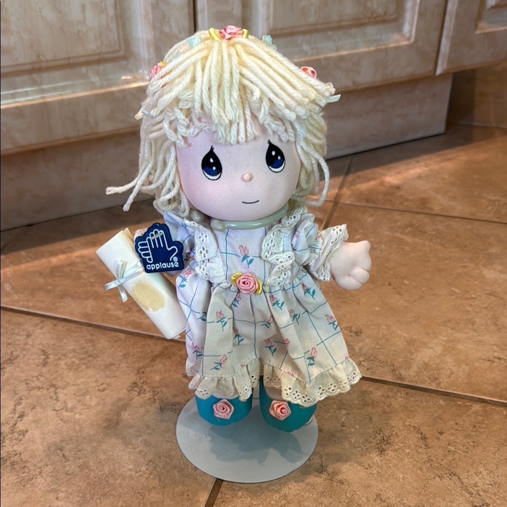 Precious Moments Cream and White Doll with Floral Accents